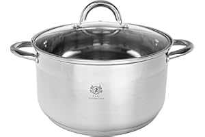 KARL HAUSMANN Kochtopf Induktion, 18 cm, 2l, Edelstahl, Topf mit GlasDeckel, für alle Herdarten geeignet, Griff nicht heiß, Topf als Suppentopf Nudeltopf Spaghettitopf