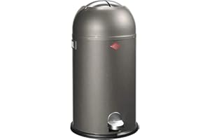 Wesco 184 631 Kickmaster Abfallsammler 33 Liter Graphit 37.5x37.5x69 cm (L/B/H), Stahlblech, Edelstahl, 37.5 x 37.5 x 69cm