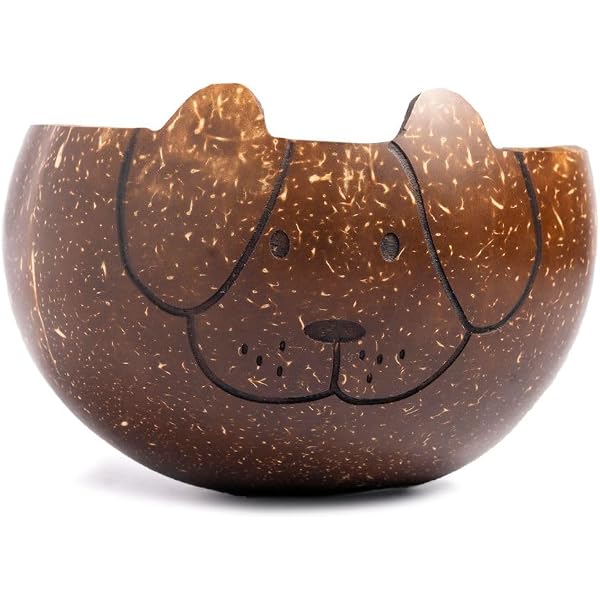 HOME INFINIX Handcrafted Coconut Bowl With Dog Face Design – Eco-Friendly For Kids, Pets, Snacks & Smoothies - View #5