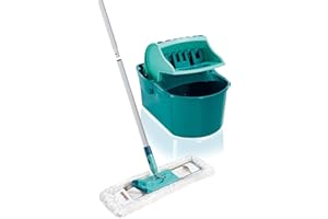 Leifheit Set Essoreur Profi Compact, ensemble nettoyage avec balai serpillère, lave-sol avec manche en 3 parties, essorage facile, kit de lavage pratique
