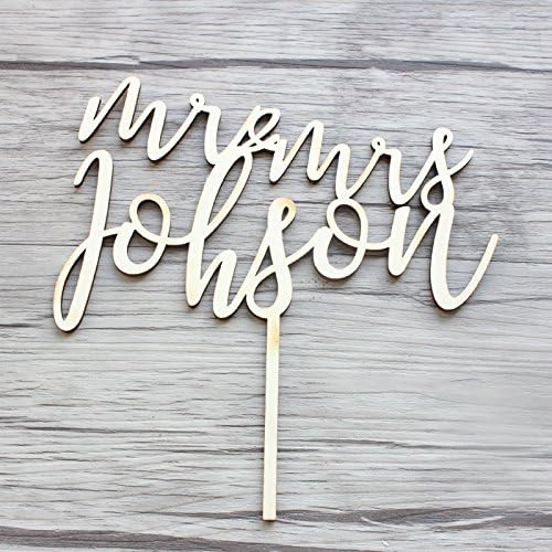 Vintage Wedding Cake Toppers Mr and Mrs Personalised Wooden,Custom Name Wedding Cake Toppers,Rustic Wedding Decorations