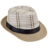Faleto Chapeau de Paille pour Homme Femme Unisex Chapeau d'été Tricoté à la Main