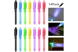 VEGENA 14×Bolígrafo de Tinta Invisible, Lápiz Espía con rotulador mágico de luz UV, Bolígrafos de Mensaje Secreto para Niños y Fiestas!