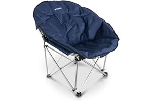 Navaris Folding Moon Chair - Foldable Round Padded Seat for Adults or Kids - Perfect for Garden, Camping, Travel, Occasional Use - Size S, Dark Blue