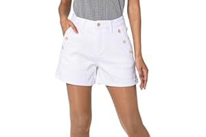 Nina Carter Short en jean taille haute pour femme, au look usé, élégant, short d'été en denim