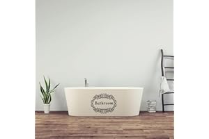 SUPERDANT Segnaletica per Porta Del Bagno Adesivi Murali Bagno Scritte In Vinile Motivo Floreale Ghirlanda Decalcomania Da Muro Parole Scritte A Mano Adesivo Da Parete 44x35 cm