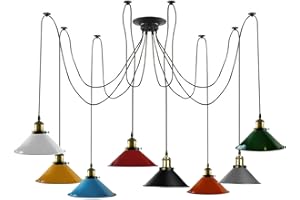 LEDSone Przemysłowa lampa wisząca z 8 głowicami, regulowana lampa sufitowa "zrób to sam" w stylu vintage, pająk, pół-prostopadły montaż, lampa wisząca do jadalni, kuchni, sypialni, domu wiejskiego