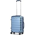 Hard Shell PC Carry on Cabin Approved 20'' Lightweight Suitcase Luggage Trolley with 4 Spinner Wheels TSA Combination Lock Suitcase Approved by Over 100+ Airlines (Ice Blue)
