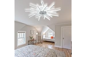 YCWDCZ Ventilatore Da Soffitto 100CM Di Grandi Dimensioni Con Telecomando APP Reversibile DC 6 Velocità Ventilatore Da Soffitto Silenzioso Con Luce LED Dimmerabile Per Soggiorno Camera Da Letto-White||92CM