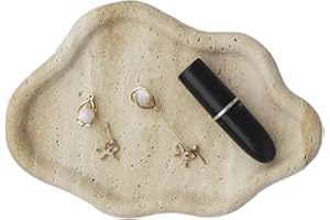NAWGNAIL Schmuckschale aus echtem Travertin, Wolkenform, Schmuckschale, Ringschale, Schlüsselablage, asetische Heimdekoration, Geschenk für Frauen