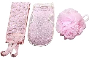 Dinghaole 3 Duschhandschuh Peelinghandschuh Body scrubber Exfoliating gloves Badeschwamm Waschschwamm （Rosa）