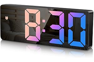 Generico Sveglia da Comodino Digitale, Orologio Digitale con Snooze e Display Luminoso, Grande Schermo LED per Ora/Data/Temperatura, Alimentazione USB e a Batterie, Colorato