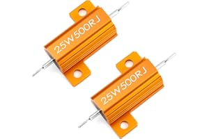 Chanzon 2 piezas Resistencia de carga Resistor de carcasa de aluminio bobinado 500 Ω ohm 25W ±5% Tolerancia 500R Certificado Rohs