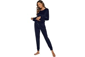 Ietaoo Velours Survêtements Femme Ensemble de Pyjama 2 Pièce Sportswear Jogging Automne Hiver Sweatshirt et Pantalon Sweat Suit Tenue Sport Ensemble Vêtements de Nuit