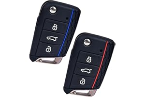A ABLUMEN 2 Stück Autoschlüssel Hülle Schlüssel Hülle für VW Golf 7 Polo Tiguan Seat Leon Touran Skoda, 3-Tasten Silikon Schlüsselhülle Autoschlüssel Etui Schutzhülle Silikon Cover Autoschlüssel