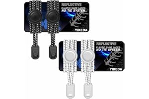 YIKEDA Elastic Laces 2 Pairs of Reflective Elastic Shoelaces for Adults/Kids No Tie Elastic Lock Shoe laces Suitable for Sneakers Hiking Shoes Board Shoes Casual Shoes Boots