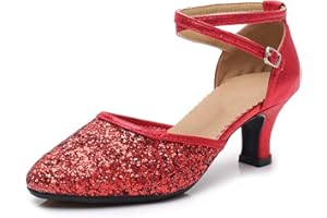 SWDZM Zapatos de Baile Latino para Mujer con Lentejuelas Salsa Zapatos de Salón de Baile,ES18025