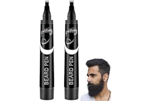 GERHUA 2 Pcs Beard Pencil Filler with Fo/rk Tip,Beard Pencil Filler for Men,Natural Enhancer to Fill,Beard Pencil Filler & Thickener,Natural Black Beard Dye for Filling,Beard Thickener for Men(Black)