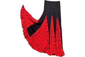 Flamifeel Jupe de Danse Flamenco Noire Rouge à Pois