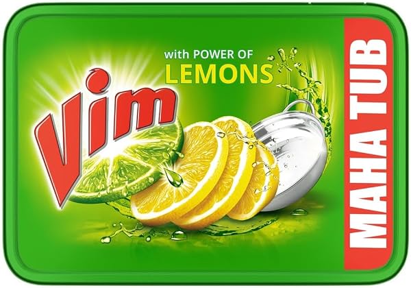 Vim Dishwash Bar Lemon Tub, With Power Of 100 Lemon, Fastest On Burnt Food…