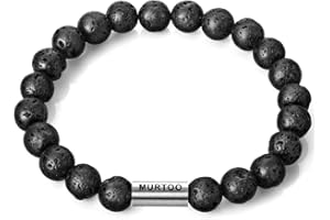murtoo Bracelet en Pierre Naturelle pour Les Hommes, Braceletréglable de perlesavec Huile Essentielle Yoga comme Diffuser Bracelet pour Hommes