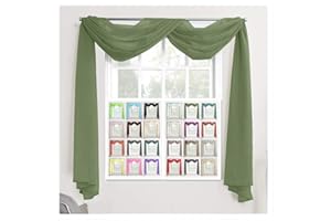 Megachest TAILORED VOILE WINDOW SCARF PELMET (moss, 56"X197"X1 Panel)