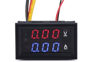 DROK DEOK 0.28" Digitale LED Red Voltmetro Blu Amperometro 100V/10A DC Corrente Tensione Tester da Pannello 2in1