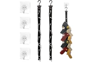 BFSYRR Hat Storage, Hat Hooks for Wall, Hat Stand with 2 Hat Racks and 4 Self-Adhesive Hooks, Cap Storage Solution for Door, Wall, and Closet Organization