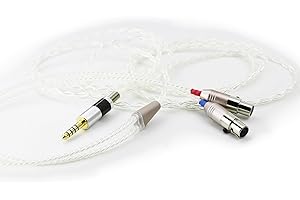 Ablet HiFi Cable with 4.4mm Balanced Plug for Audeze LCD Series Headphones and Sony WM1A, NW-WM1Z, PHA-2A - Silver Plated Audio Cable