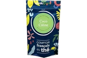 ABSOLUGREEN Thé Vert Coco Câline – Comptoir Français du Thé – Mélange Exotique Ananas & Noix de Coco en Vrac 80g – Infusion Douce et Suave, Saveur Tropicale, Idéale pour un Moment d’Évasion