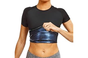 Dihope T-Shirt de Sudation Homme Femme Débardeur de Sauna Extensible Body Shaperwear Gilet de Compression Manches Courtes pour Sport Fitness Gym