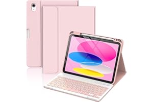 CC Store Keyboard Case for iPad A16 11th Generation 2025/10th 2022 (11/10.9 inch), for iPad 11/10 Gen Keyboard Case with Wireless Detachable Rechargeable Bluetooth Keyboard & Pencil Holder, Pink