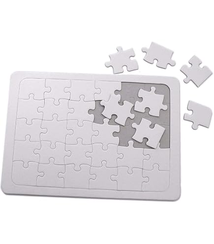 Feuilles De Puzzle Blanches Prédécoupées - Format A5 (15x21 Cm) - 16 Pièces Par Feuille - Carton Blanc