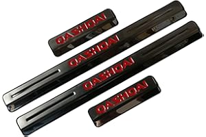 EAGLEG Auto Edelstahl Einstiegsleisten Für NIS-san Qashqai J10 J11 J12 2016 2017 2018 2019 2020 2021 2022 Tuning Zubehör 4 STÜCKE Auto Scuff Plate Türschwelle Sill Aufkleber,Red