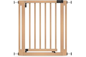 Safetots Wooden Elegance Safety Gate, Natural, 71cm - 79cm, Pressure Fit, Baby Gate for Stairs, Hallways and Doors, Stylish Design and Easy Installation