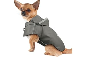 Dog Jacket Waterproof Coat for Medium Dogs, Ayaseen Adjustable Reflective Dog Raincoat with Leash Hole/Hoodie/Reflective Strip, Soft Lightweight Hood Rain Coat (Gray, M)
