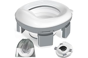MACALLEN Toilettensitz Kinder Töpfchen Training Sitze - 3 in 1 Faltbare WC Baby Potty Training Toilet Seat Baby Campingtoilette Faltbare Tragbar Anti-Rutsch-Design mit Einweg Töpfchen Einlagen, Grau