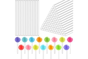 DOUSELLA 120 Pezzi Bastoncini per Lecca-lecca Trasparenti Bastoncini Rotondi Acrilici Bastoncini per Cake Pops Riutilizzabili Bastoncini di Caramelle Acrilici per Biscotti, Caramelle e Torte - 15cm