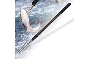 Dutiplus 68" Telescopic Rod 5-Prong Harpoon, Replaceable Harpoon, Hunting Fish Gig Gaff Fork Hook with 8mm Screw for Catching Fish Frog Mole