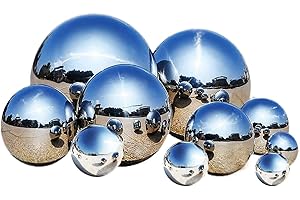 Lizaty 16 Pezzi Sfere Decorative da Giardino,Sfera da Osservazione in Acciaio Inox 19-120 MM Sfera da Giardino Riflettente Lucidata a Specchio,Sfere Galleggianti per Laghetto Globo Senza Cuciture