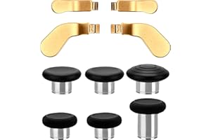 Ceozon Replacement Thumb Grips Back Paddles 10 in 1 Metal Stainless Steel Trigger Locks Thumbsticks Buttons Parts Repair Accessories Kit for Xbox One Elite Controller Series 2 Xbox One Elite (Gold)