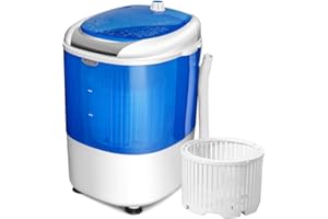 RELAX4LIFE Mini Machine à Laver Semi-automatique avec Essorage et Minuteur, Lave-linge Compact avec Capacité de Lavage 2,5 KG, 36X 34X51CM, Bleu
