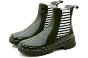 Rumkok Gummistiefel Damen, Original Wasserdichte Kurz Chelsea Regenstiefel, Gummi Gartenschuhe Gummistiefeletten Stiefeletten Boots im Freien Wasserdicht Gummischuhe Regenschuhe