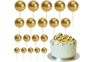 ASTARON 20 Pcs Gold Ball Cake Toppers Decorations - Mini Balloons Cake Topper Sticks for Wedding, Birthday, Baby Shower & More