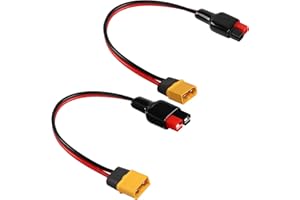 QIANRENON Conector de 12 AWG 45 A a XT60 macho, panel solar a adaptador de conector de batería de litio, para banco de energía al aire libre, paquete de batería de litio, 30 cm, 2 unidades