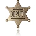 Ticome 1 PCS Deputy Sheriff Badge, Police Commemorative Badge,Retro Honor Medal Pin,Creative Personality Hexagram Medal,English Letter Accessory Alloy Chest Badge