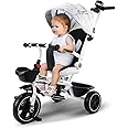 Baybee Tricycle for Kids with Parental Push Handle, Canopy, 360 ° Swivel Seat & Cup Holder | Kids cycle | Toddler Tricycle for Baby 1 to 5 Years Boys Girls (White)