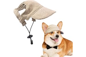 Voarge Hunde Baseballmütze, Verstellbar Hundecap mit Ohrlöchern Sonnenhut Sommer Reise Hut, Cord, atmungsaktiv, Hunde-Sonnenhut (Khaki, L)