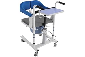 Garbenat Patientenlifter Hydraulischer Patientenlift-Rollstuhl Belastung 100KG Hydraulischer Seniorenlift mit 180° Geteiltem Sitz Patiententransportstuhl für ältere Menschen, Schwangere (Blau)