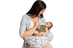 Boppy Cuscino per allattamento – Rosa Garden Flowers – Cuscino più grande e di supporto per allattamento al seno e biberon – Riempimento più solido, sollevamento più alto, area più ampia rispetto al